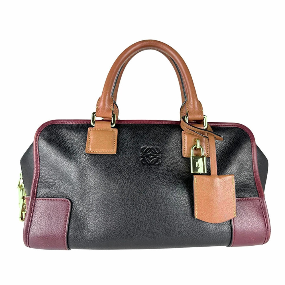 Loewe Amazona handbag leather black brown Burgundy Red gold